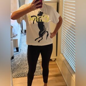 Chloe White Mercerised Horse Tshirt! Size small